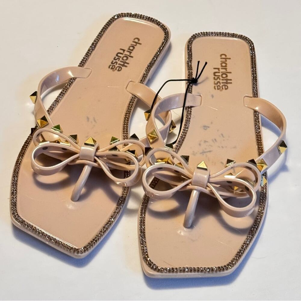 Charlotte Russe Women’s Bejeweled Bow Studded Style Sandals Sz 8